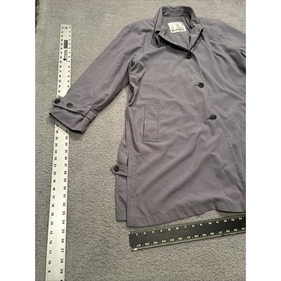 London Fog Size 8 Mid Length Grey Trench Coat W/Buttons. Lightweight Stylish! - Picture 5 of 7